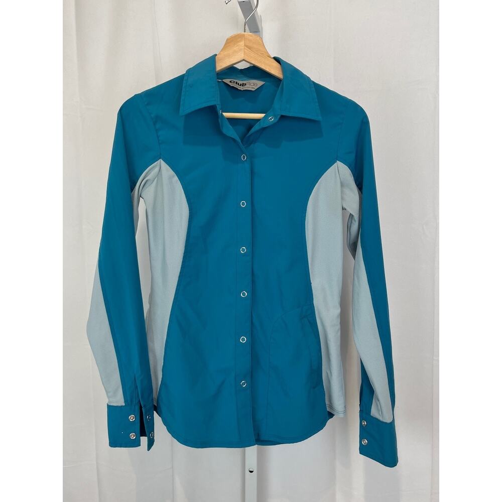 Club Ride Apparel Teal and Light Gray Button-Down Shirt